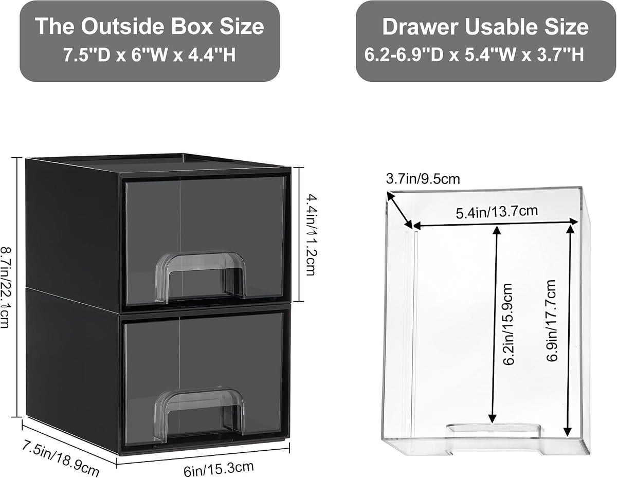 Small Clear Stackable Storage Drawers, Fits Narrow Spaces