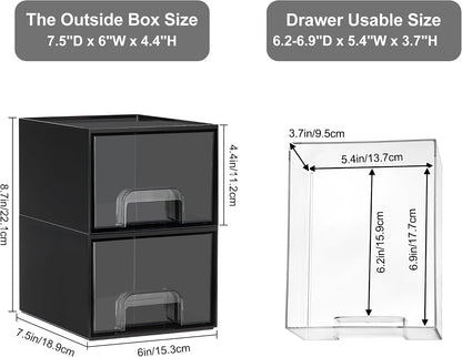 Small Clear Stackable Storage Drawers, Fits Narrow Spaces