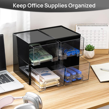 Small Clear Stackable Storage Drawers, Fits Narrow Spaces