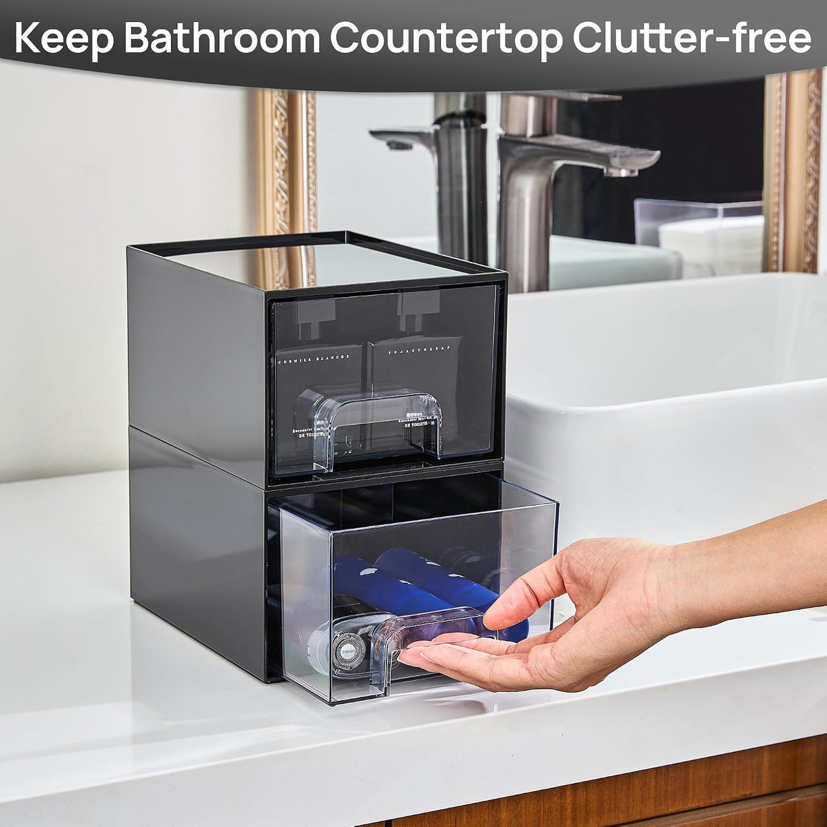 Small Clear Stackable Storage Drawers, Fits Narrow Spaces