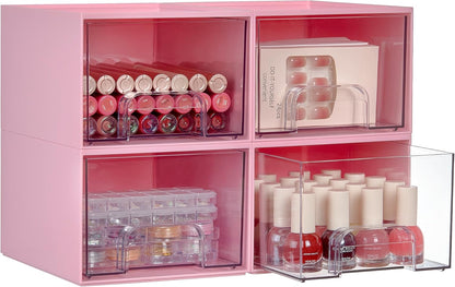 Small Clear Stackable Storage Drawers, Fits Narrow Spaces