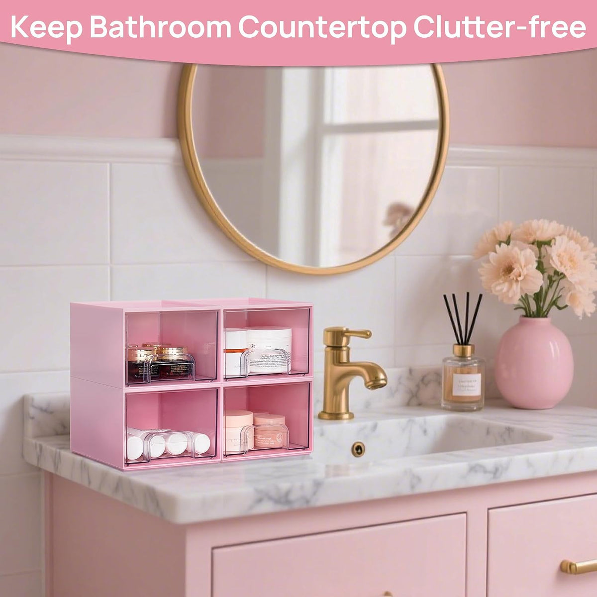 Small Clear Stackable Storage Drawers, Fits Narrow Spaces