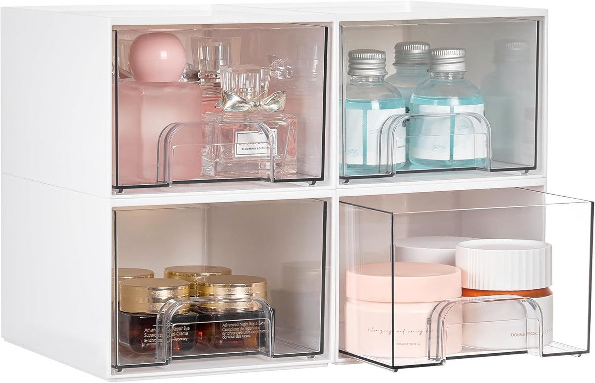 Small Clear Stackable Storage Drawers, Fits Narrow Spaces