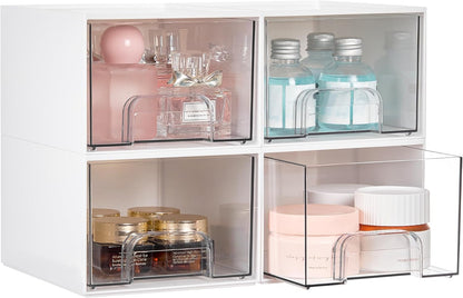 Small Clear Stackable Storage Drawers, Fits Narrow Spaces