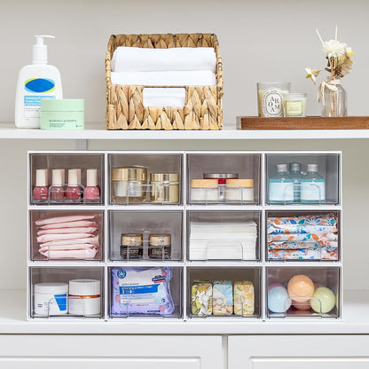 Small Clear Stackable Storage Drawers, Fits Narrow Spaces