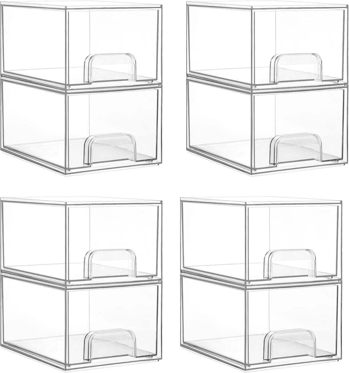 Small Clear Stackable Storage Drawers, Fits Narrow Spaces