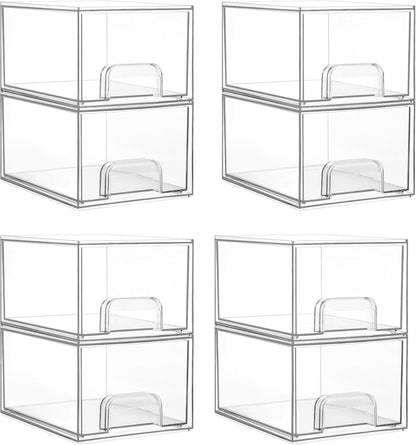Small Clear Stackable Storage Drawers, Fits Narrow Spaces