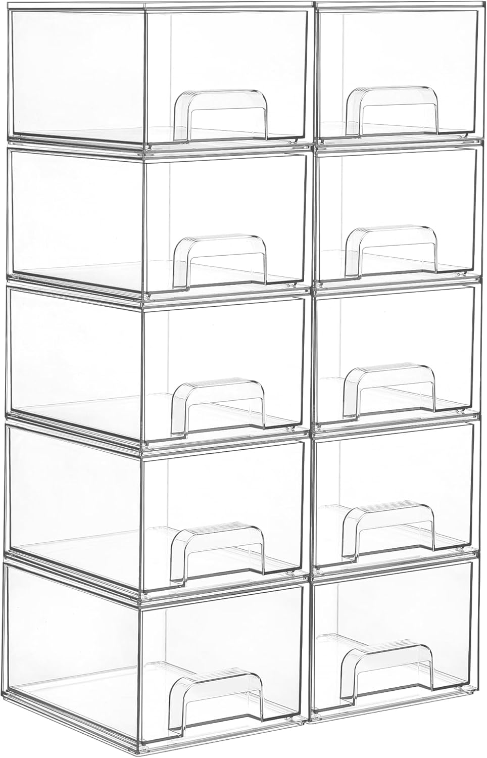 Small Clear Stackable Storage Drawers, Fits Narrow Spaces