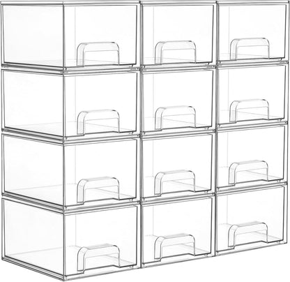 Small Clear Stackable Storage Drawers, Fits Narrow Spaces