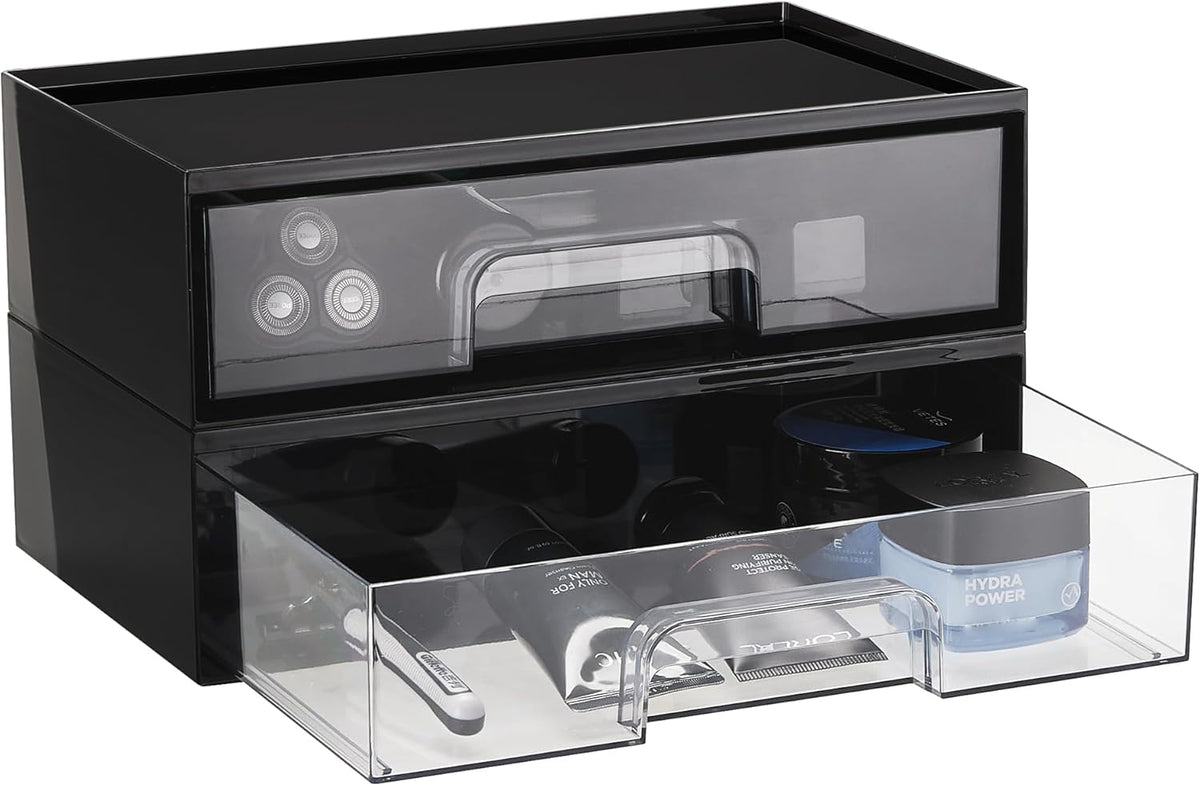 Small Clear Stackable Storage Drawers, Fits Narrow Spaces