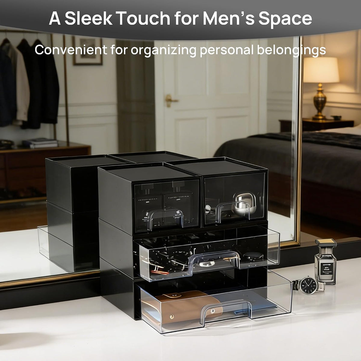 Small Clear Stackable Storage Drawers, Fits Narrow Spaces