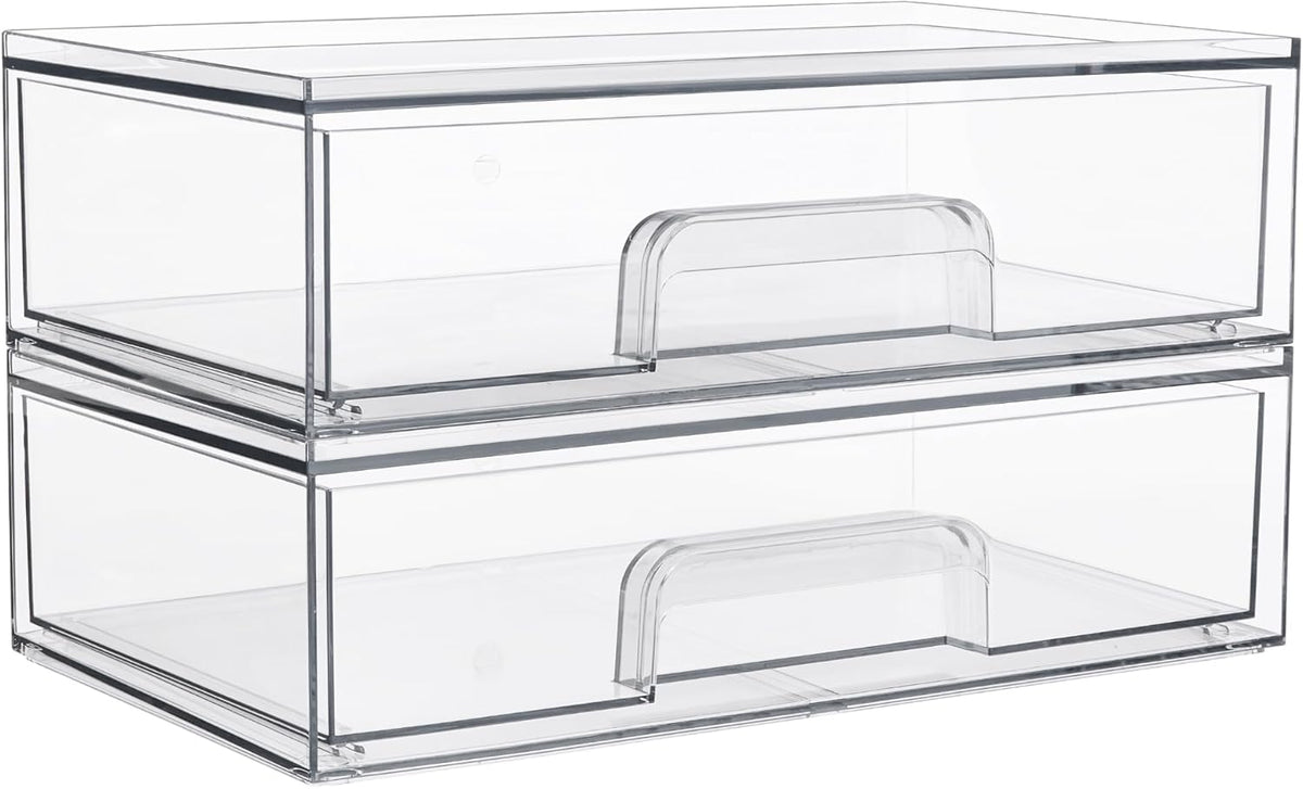 Small Clear Stackable Storage Drawers, Fits Narrow Spaces