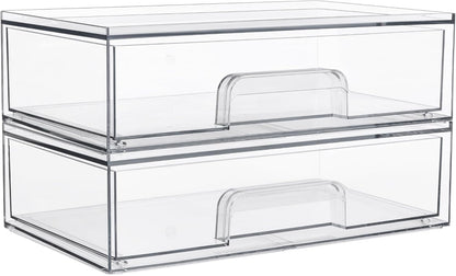 Small Clear Stackable Storage Drawers, Fits Narrow Spaces