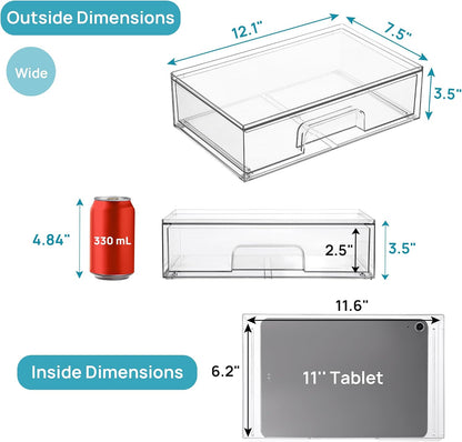 Small Clear Stackable Storage Drawers, Fits Narrow Spaces