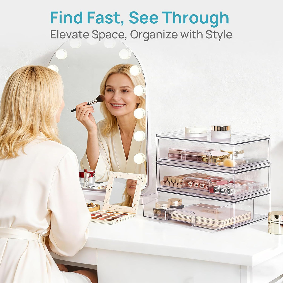 Small Clear Stackable Storage Drawers, Fits Narrow Spaces