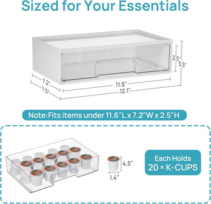 Small Clear Stackable Storage Drawers, Fits Narrow Spaces