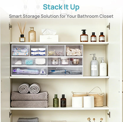 Small Clear Stackable Storage Drawers, Fits Narrow Spaces