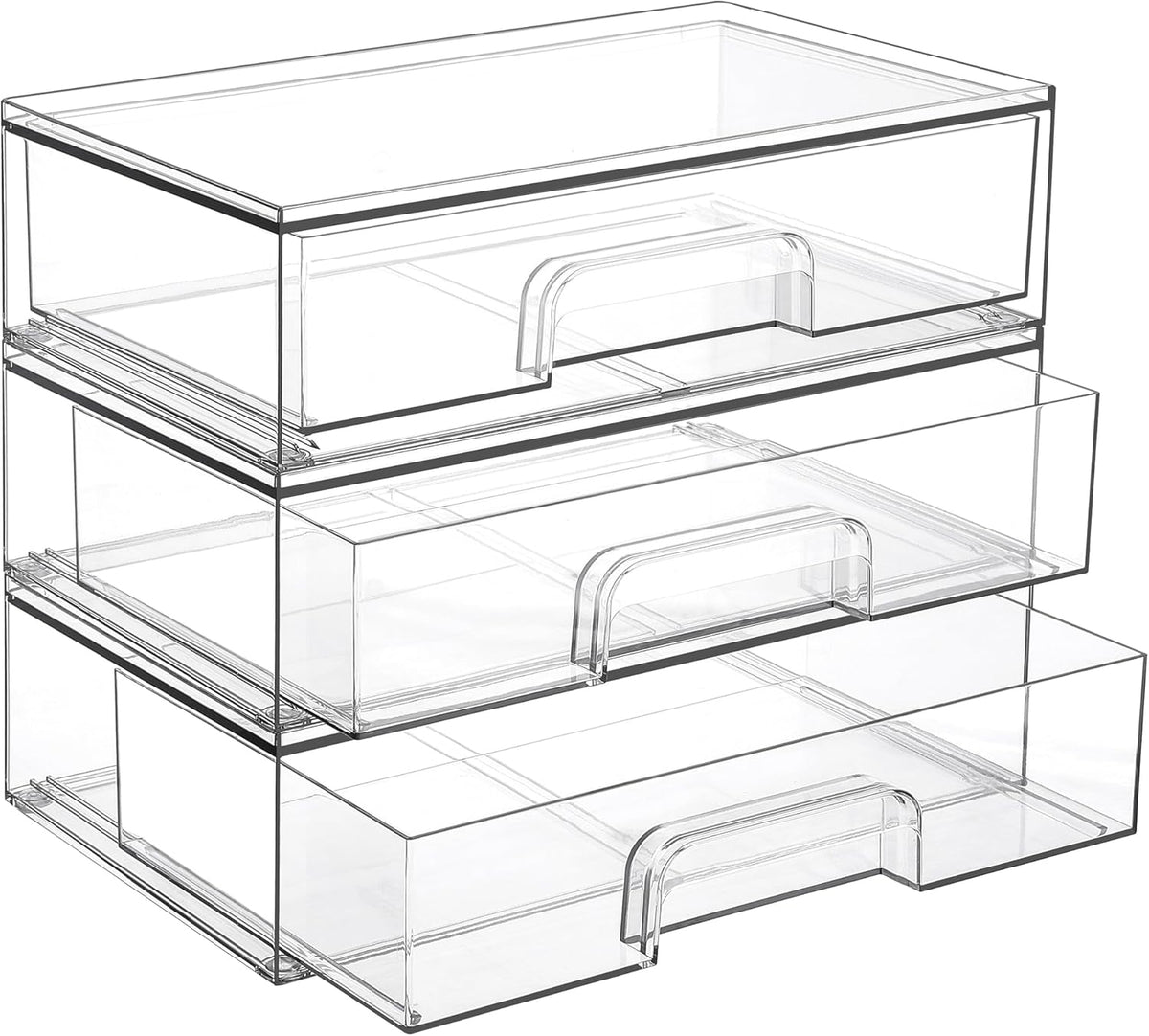 Small Clear Stackable Storage Drawers, Fits Narrow Spaces