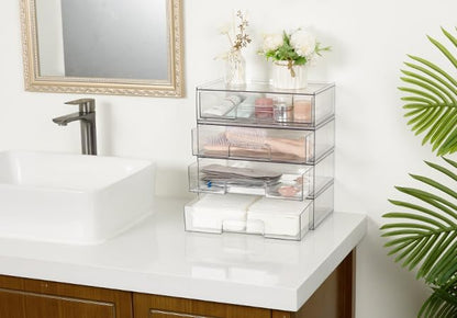 Small Clear Stackable Storage Drawers, Fits Narrow Spaces