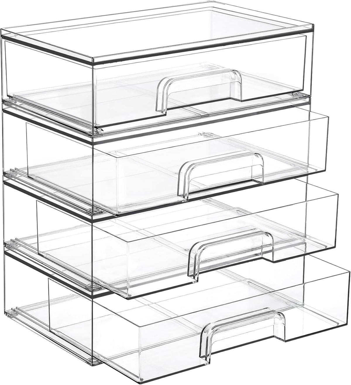 Small Clear Stackable Storage Drawers, Fits Narrow Spaces