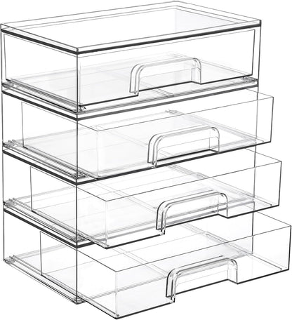 Small Clear Stackable Storage Drawers, Fits Narrow Spaces