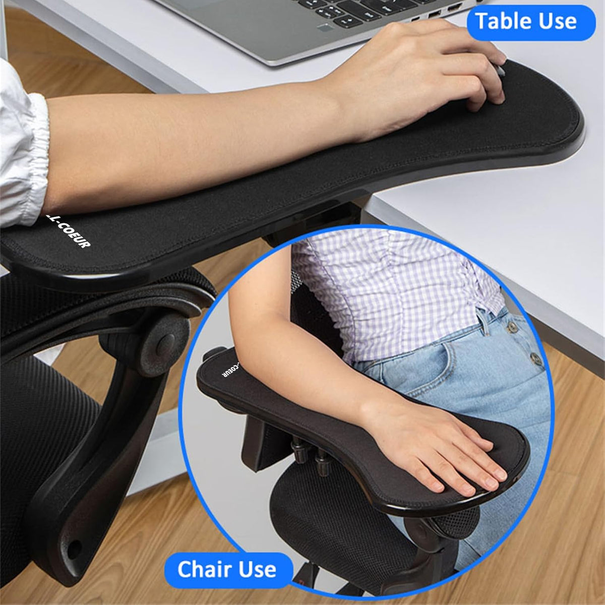 Arm Support Wrist Rest for Table and Chair, Ergonomic Armrest Desk Extender, Multifunctional Computer Mouse Pad Holder (Black)