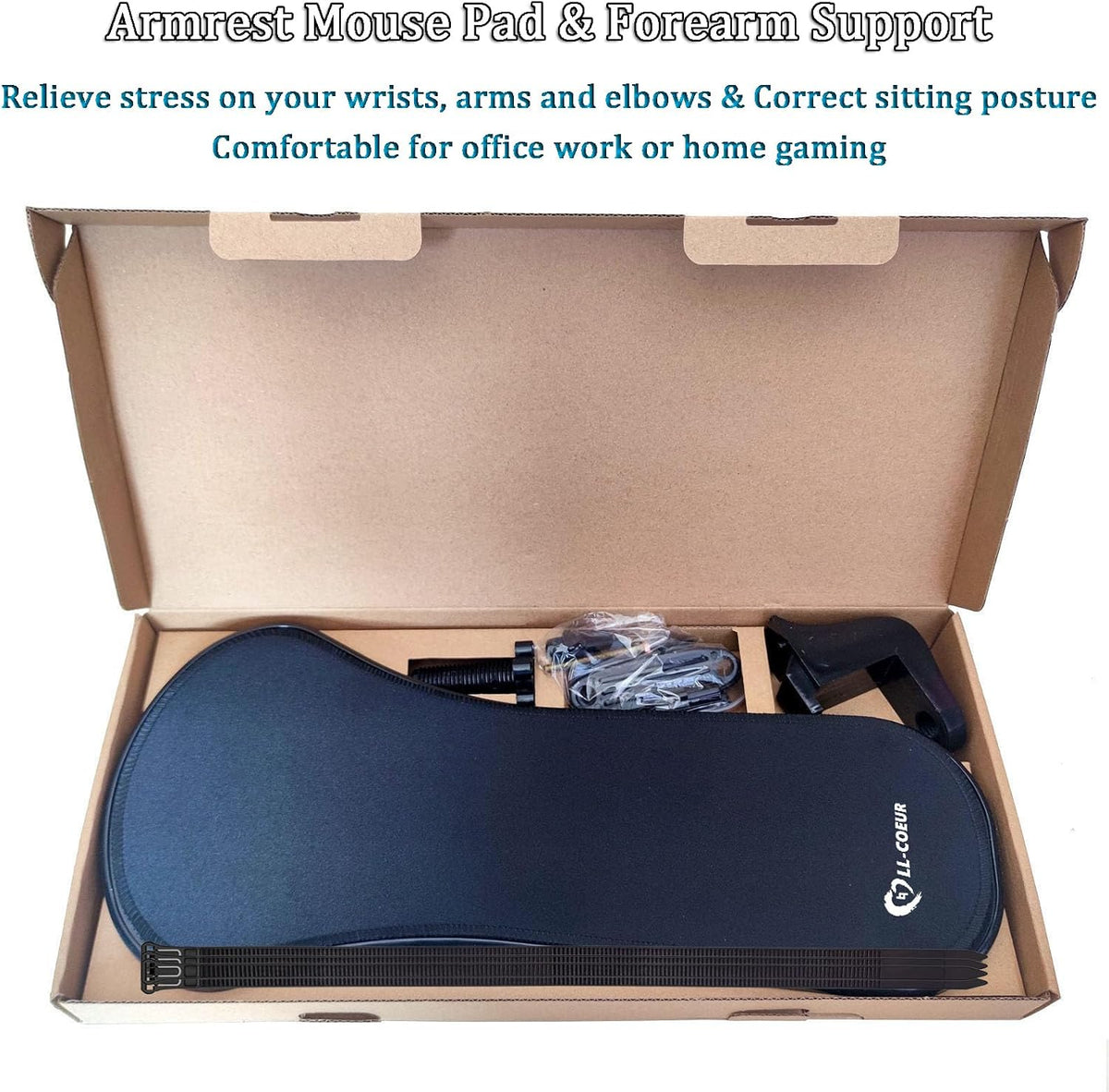 Arm Support Wrist Rest for Table and Chair, Ergonomic Armrest Desk Extender, Multifunctional Computer Mouse Pad Holder (Black)