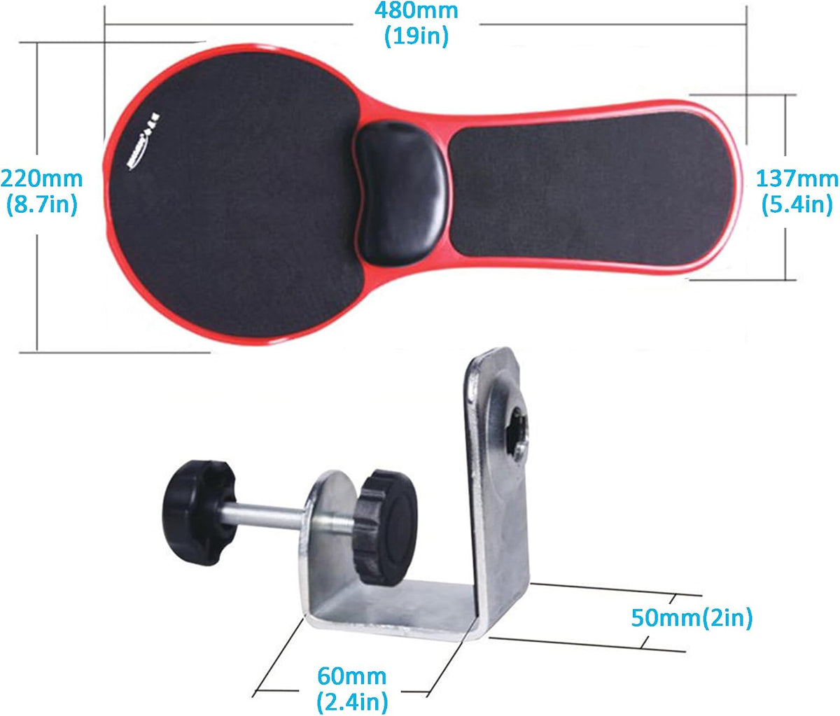 Arm Support Wrist Rest for Table and Chair, Ergonomic Armrest Desk Extender, Multifunctional Computer Mouse Pad Holder (Black)