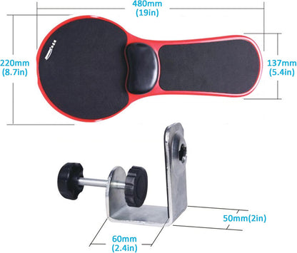 Arm Support Wrist Rest for Table and Chair, Ergonomic Armrest Desk Extender, Multifunctional Computer Mouse Pad Holder (Black)