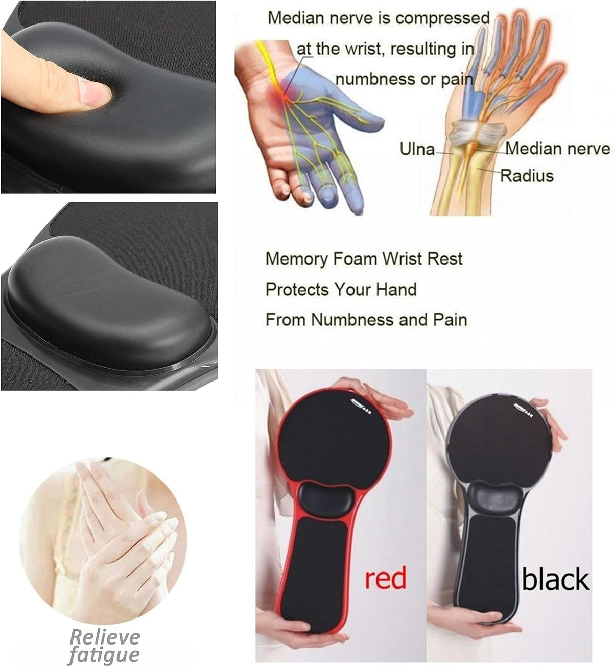 Arm Support Wrist Rest for Table and Chair, Ergonomic Armrest Desk Extender, Multifunctional Computer Mouse Pad Holder (Black)