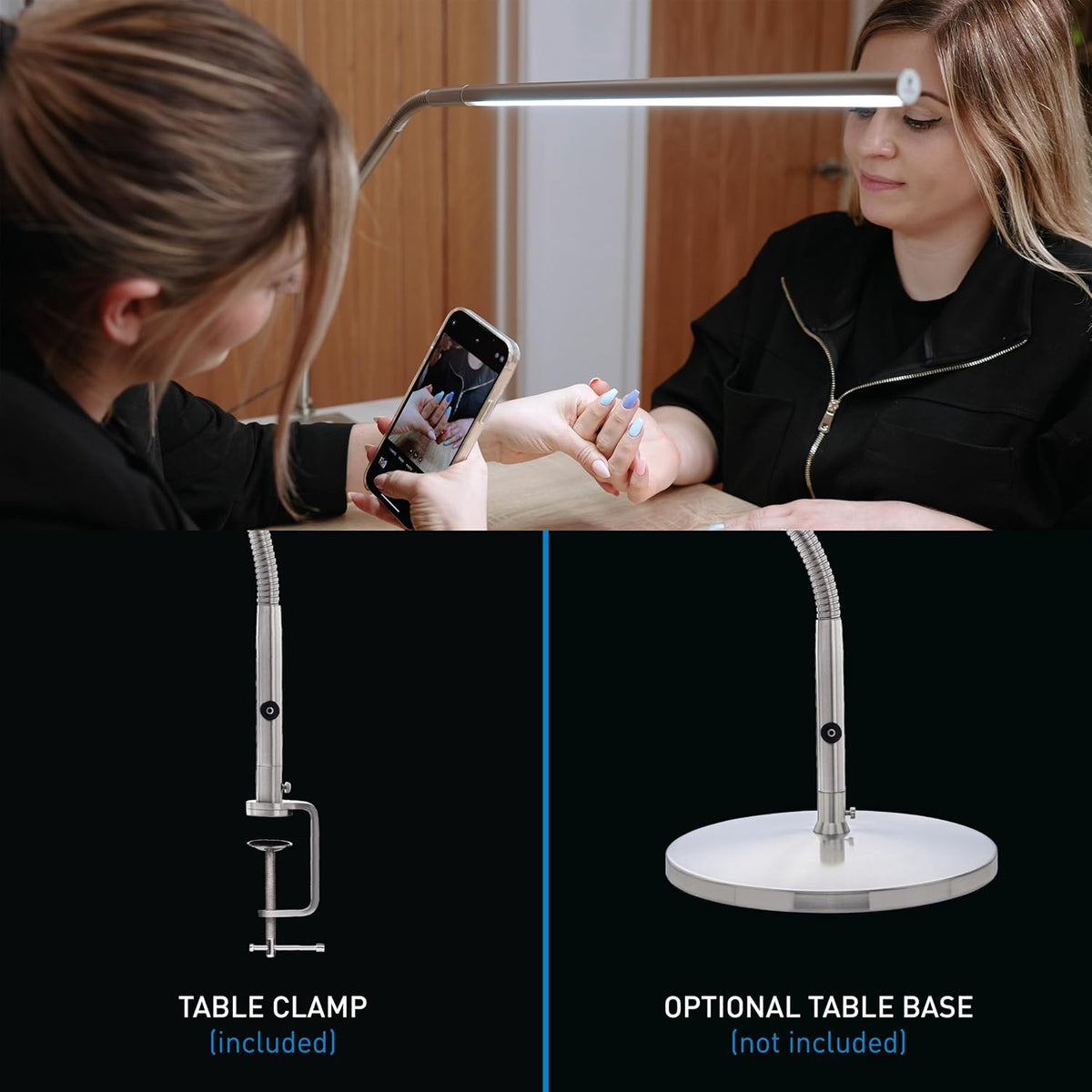 daylight Company, LLC U35108 Slimline 3 Table Lamp-LED-80 CRI-Eye Care-4 Brightness Levels, 3,000 LUX at 30 cm, 1,065 LUMENS-4 Step DIMMER Mode, Brushed Steel, 25.6 x 30 x 0.8