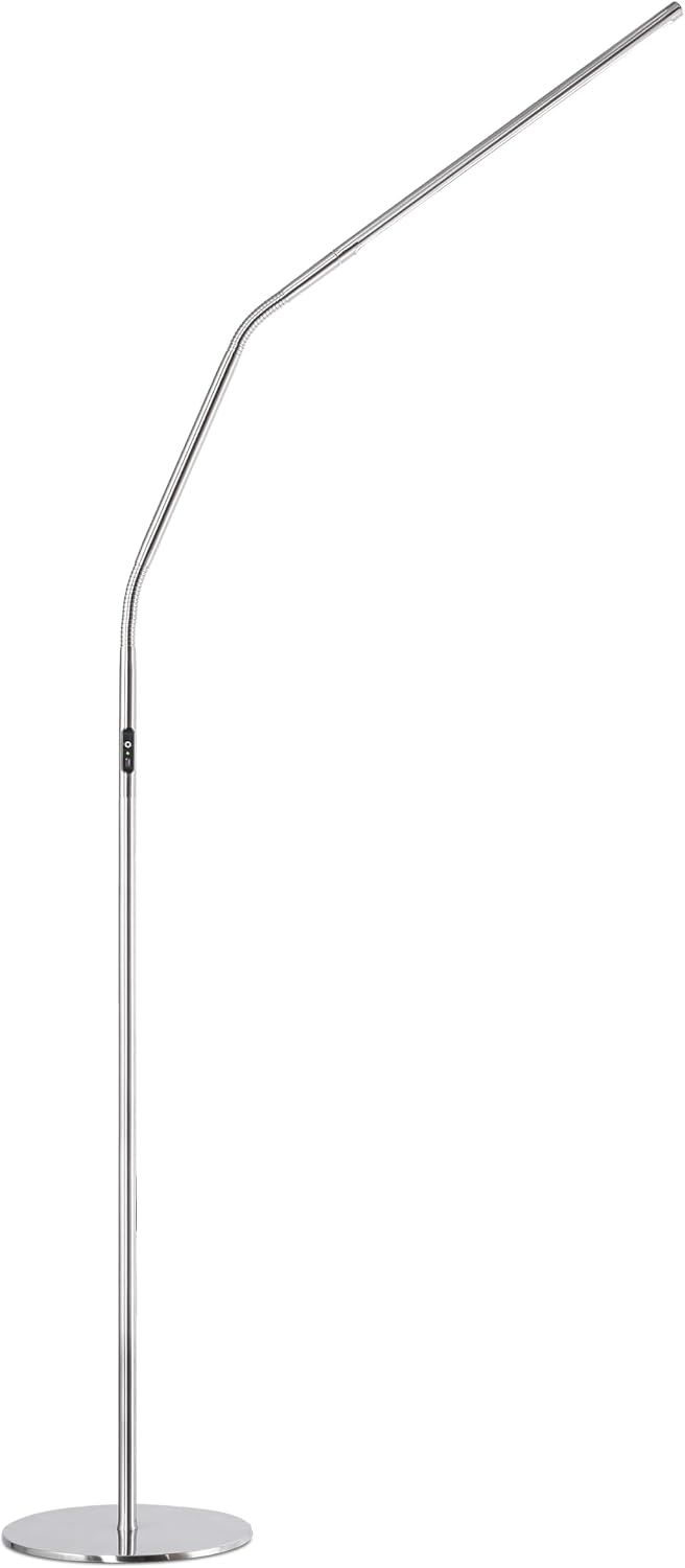 daylight Company, LLC U35108 Slimline 3 Table Lamp-LED-80 CRI-Eye Care-4 Brightness Levels, 3,000 LUX at 30 cm, 1,065 LUMENS-4 Step DIMMER Mode, Brushed Steel, 25.6 x 30 x 0.8