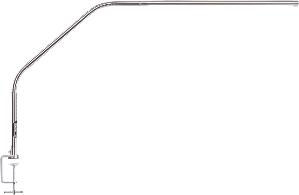 daylight Company, LLC U35108 Slimline 3 Table Lamp-LED-80 CRI-Eye Care-4 Brightness Levels, 3,000 LUX at 30 cm, 1,065 LUMENS-4 Step DIMMER Mode, Brushed Steel, 25.6 x 30 x 0.8