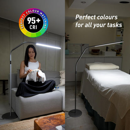 daylight Company, LLC U35108 Slimline 3 Table Lamp-LED-80 CRI-Eye Care-4 Brightness Levels, 3,000 LUX at 30 cm, 1,065 LUMENS-4 Step DIMMER Mode, Brushed Steel, 25.6 x 30 x 0.8