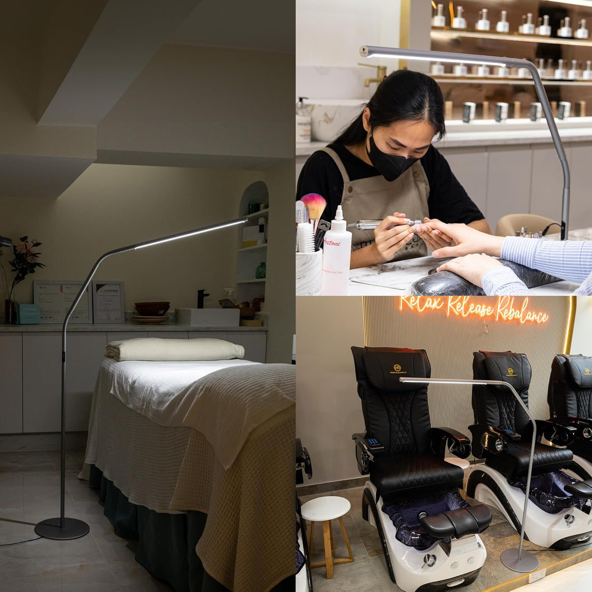 daylight Company, LLC U35108 Slimline 3 Table Lamp-LED-80 CRI-Eye Care-4 Brightness Levels, 3,000 LUX at 30 cm, 1,065 LUMENS-4 Step DIMMER Mode, Brushed Steel, 25.6 x 30 x 0.8