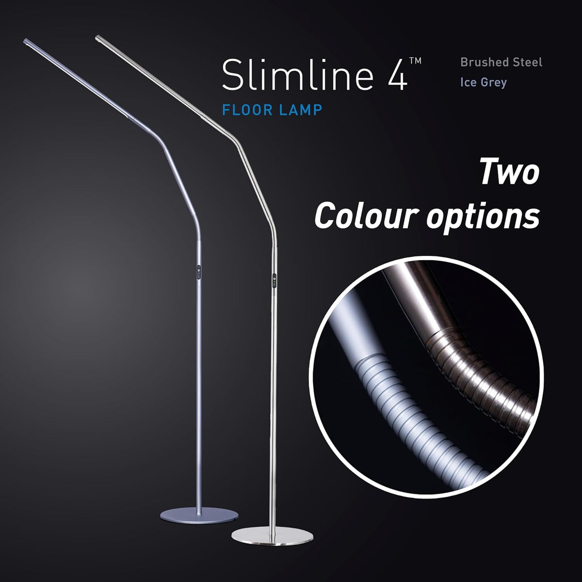 daylight Company, LLC U35108 Slimline 3 Table Lamp-LED-80 CRI-Eye Care-4 Brightness Levels, 3,000 LUX at 30 cm, 1,065 LUMENS-4 Step DIMMER Mode, Brushed Steel, 25.6 x 30 x 0.8