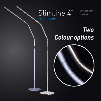daylight Company, LLC U35108 Slimline 3 Table Lamp-LED-80 CRI-Eye Care-4 Brightness Levels, 3,000 LUX at 30 cm, 1,065 LUMENS-4 Step DIMMER Mode, Brushed Steel, 25.6 x 30 x 0.8