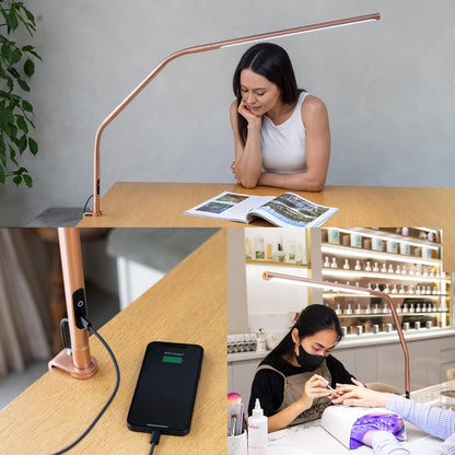 daylight Company, LLC U35108 Slimline 3 Table Lamp-LED-80 CRI-Eye Care-4 Brightness Levels, 3,000 LUX at 30 cm, 1,065 LUMENS-4 Step DIMMER Mode, Brushed Steel, 25.6 x 30 x 0.8