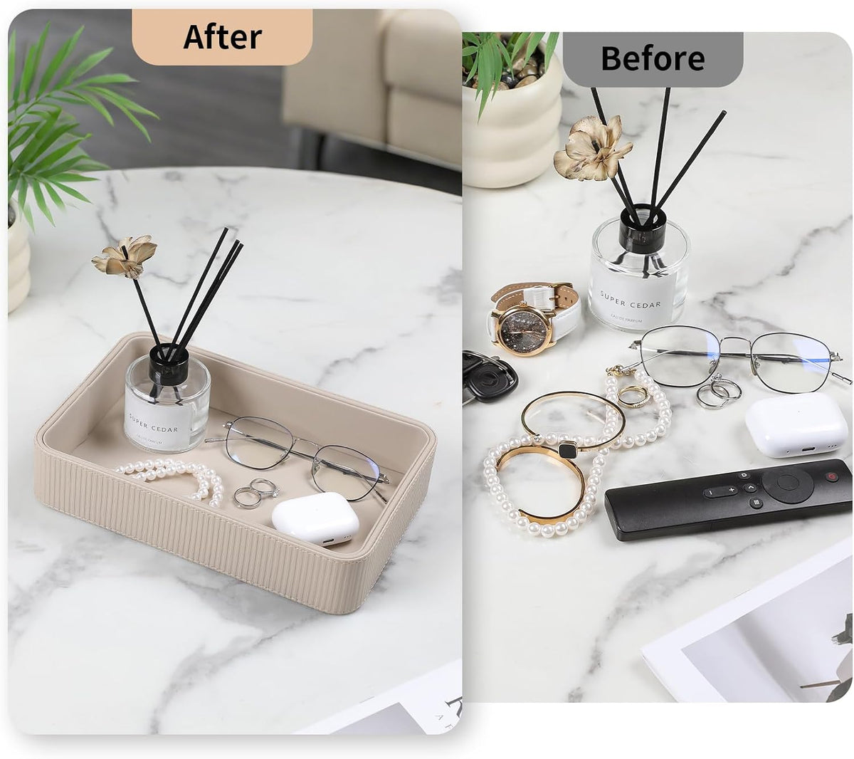 Valet Tray Organizer Bedside Nightstand Organizer Desk CatchallTray