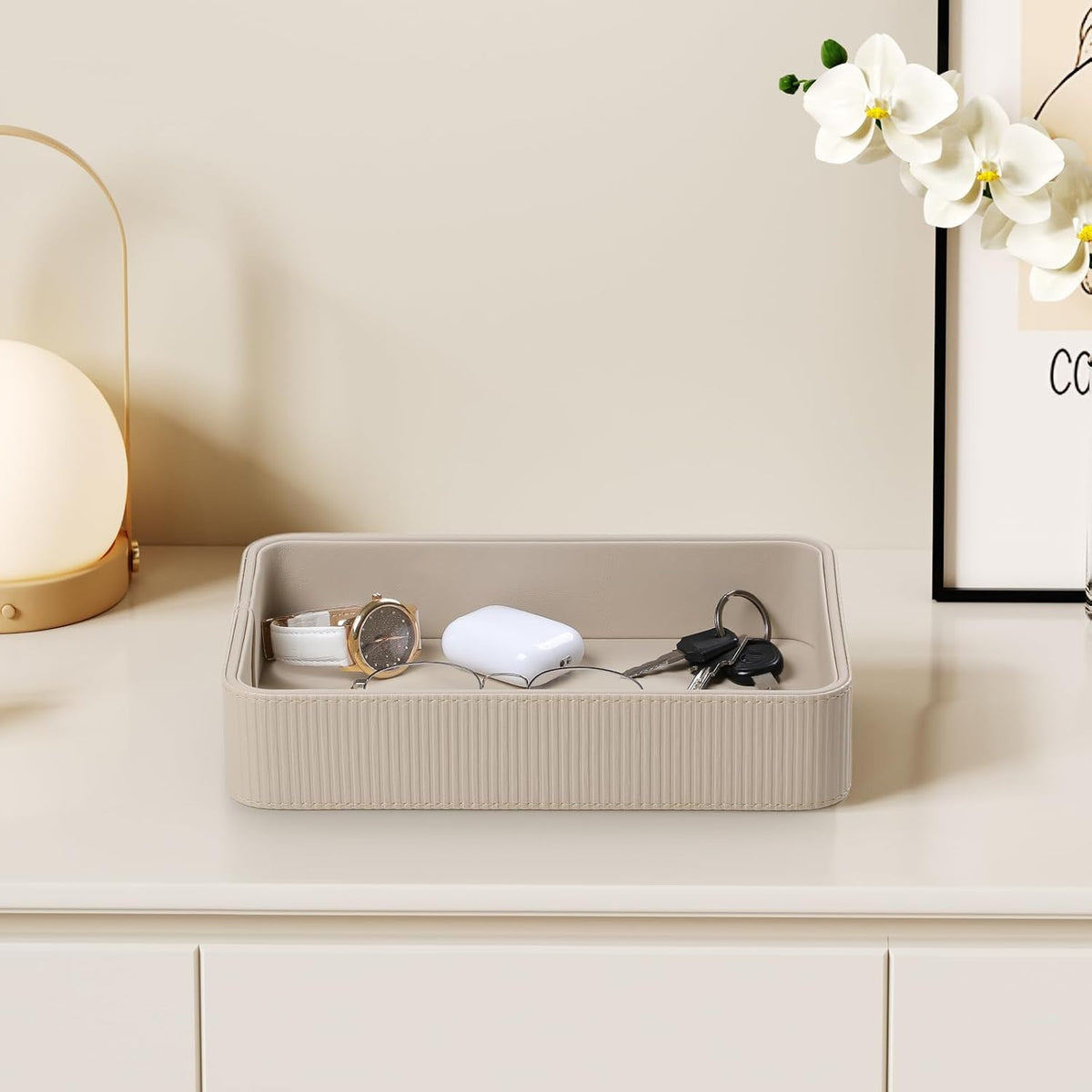 Valet Tray Organizer Bedside Nightstand Organizer Desk CatchallTray
