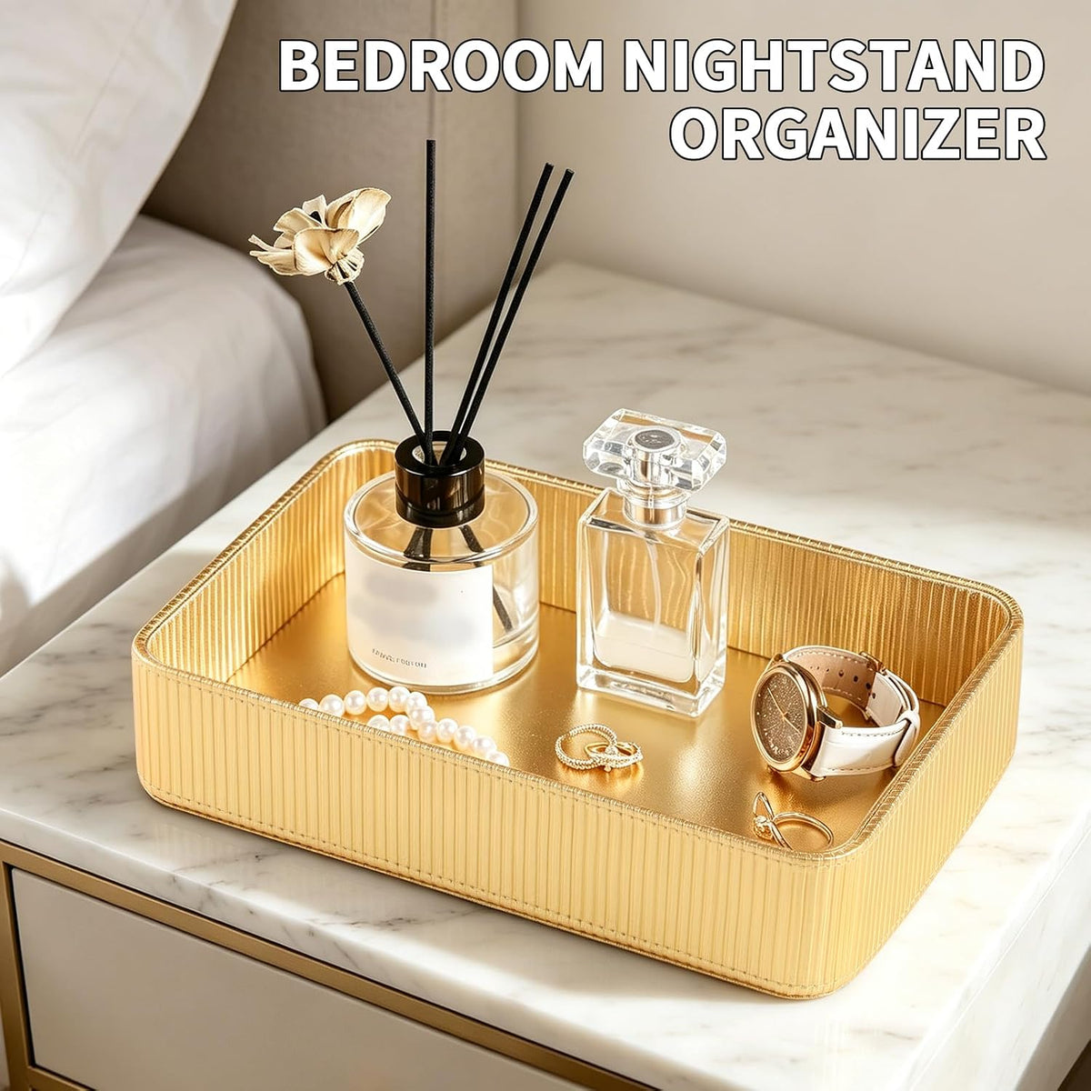 Valet Tray Organizer Bedside Nightstand Organizer Desk CatchallTray