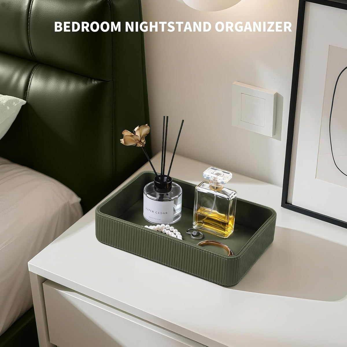 Valet Tray Organizer Bedside Nightstand Organizer Desk CatchallTray