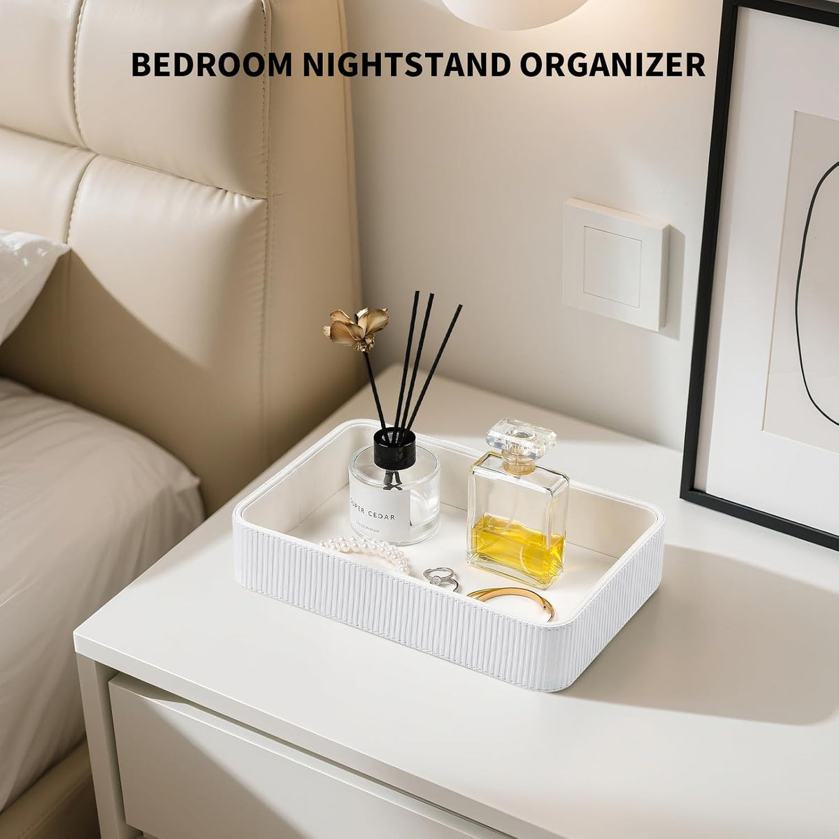 Valet Tray Organizer Bedside Nightstand Organizer Desk CatchallTray