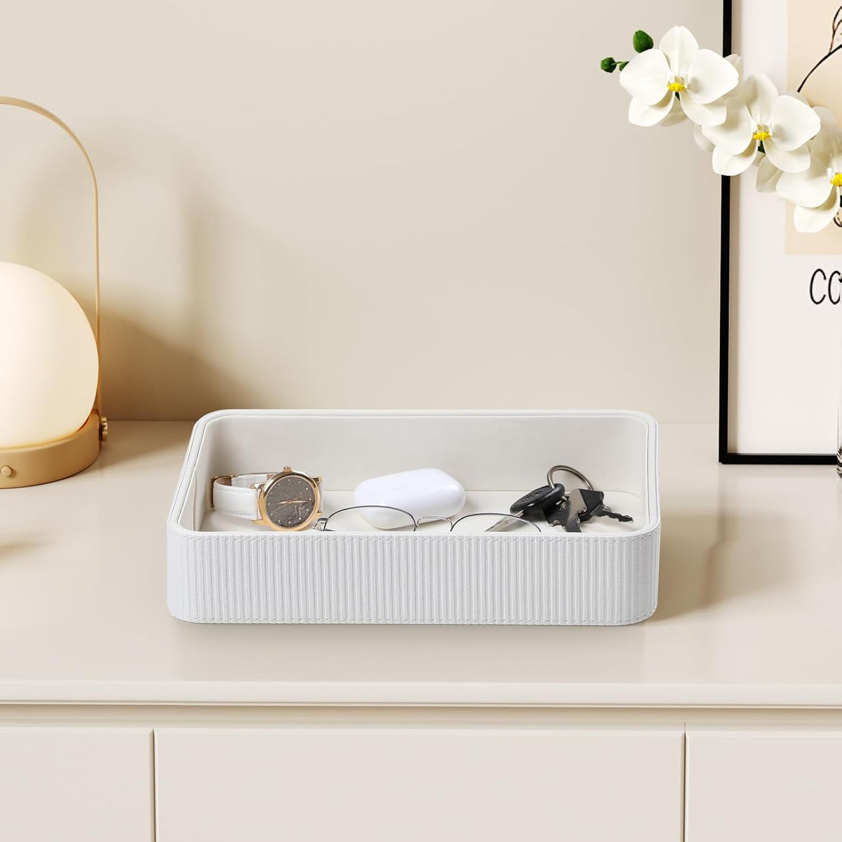 Valet Tray Organizer Bedside Nightstand Organizer Desk CatchallTray