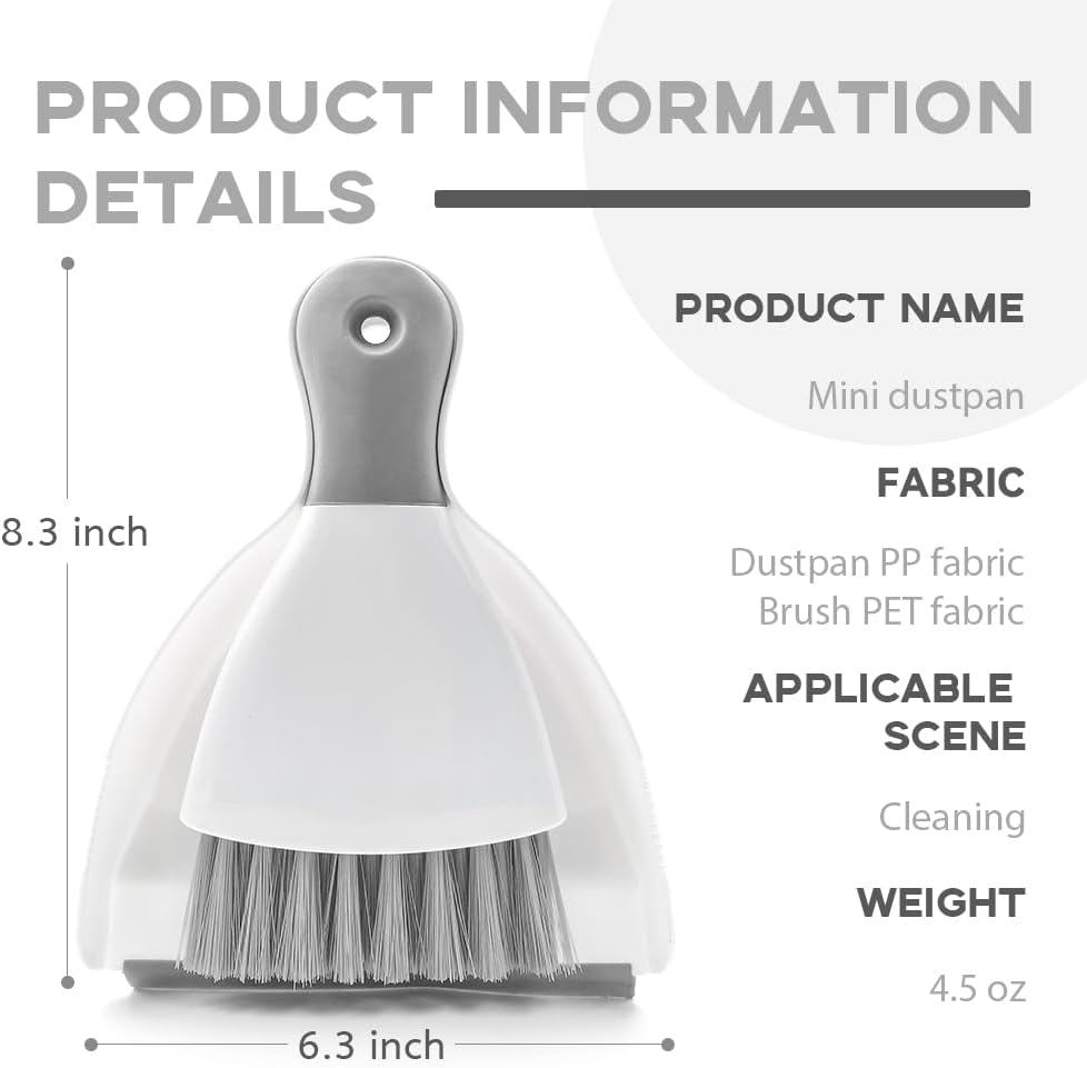 Dust pan Broom Brush Dustpan - Dustpan and Brush Set,Mini dust Pans with Brush,Dust Pan and Brush Set for Table, Key Board, Cat, Dog and Other Pets, Dust Pan Brush Nesting Tiny Cleaning Broom（Gray）