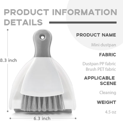 Dust pan Broom Brush Dustpan - Dustpan and Brush Set,Mini dust Pans with Brush,Dust Pan and Brush Set for Table, Key Board, Cat, Dog and Other Pets, Dust Pan Brush Nesting Tiny Cleaning Broom（Gray）