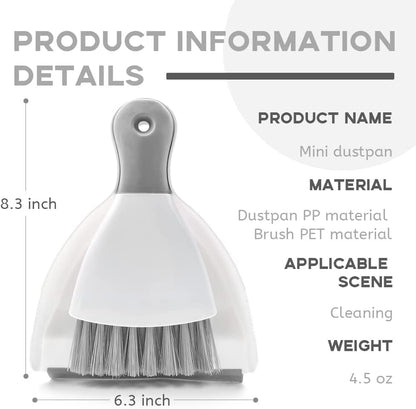 Dust pan Broom Brush Dustpan - Dustpan and Brush Set,Mini dust Pans with Brush,Dust Pan and Brush Set for Table, Key Board, Cat, Dog and Other Pets, Dust Pan Brush Nesting Tiny Cleaning Broom（Gray）