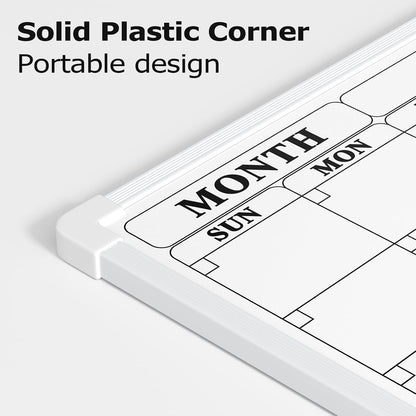 Monthly Whiteboard Calendar for Wall, Small 16" x 12" Dry Erase Board with Plastic Frame, Hanging Dry Erase Calendar with 3 Mini Sticky Notes for Kitchen Planner, Memo, Home and Office
