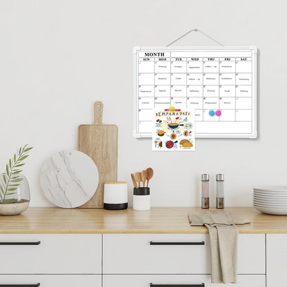 Monthly Whiteboard Calendar for Wall, Small 16" x 12" Dry Erase Board with Plastic Frame, Hanging Dry Erase Calendar with 3 Mini Sticky Notes for Kitchen Planner, Memo, Home and Office