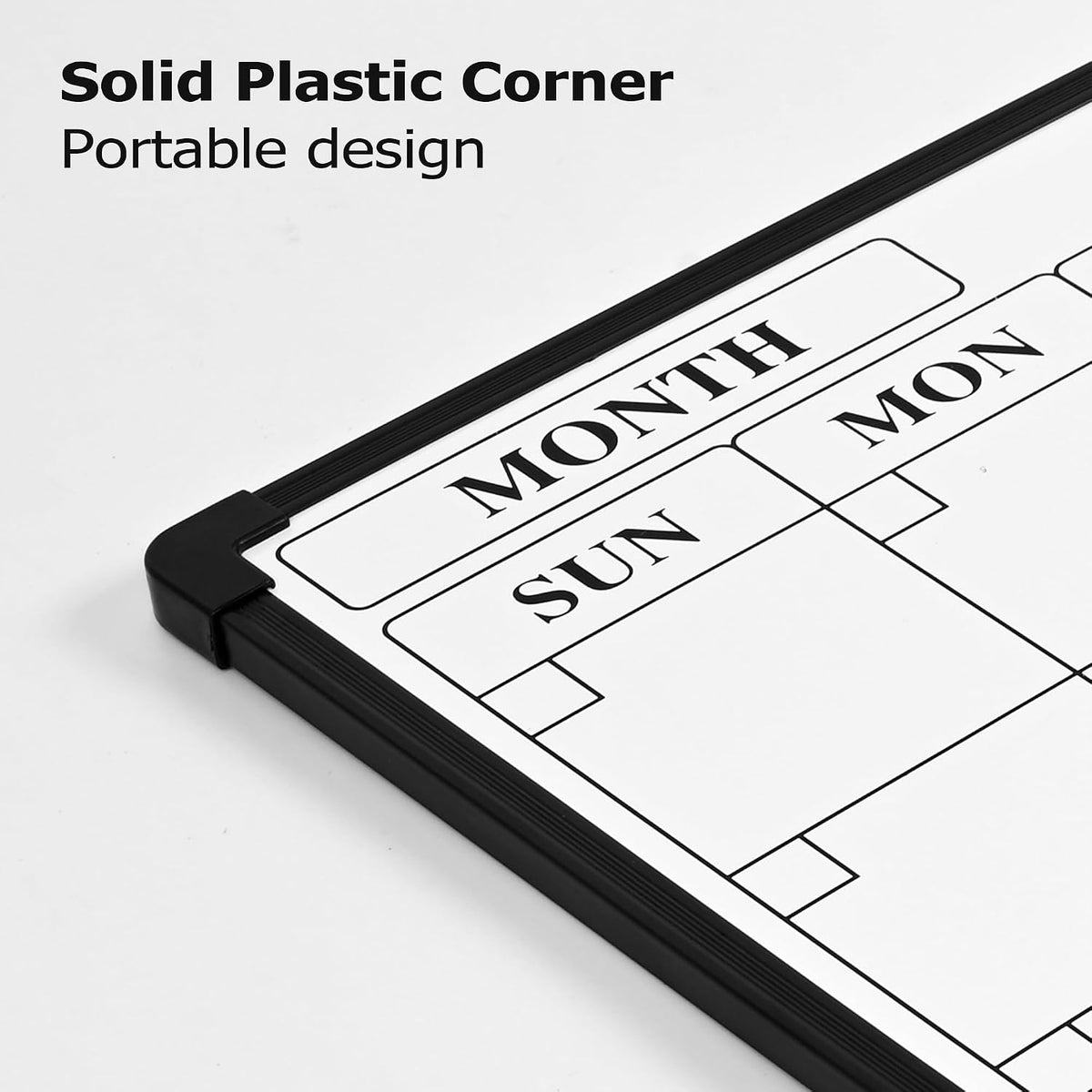 Monthly Whiteboard Calendar for Wall, Small 16" x 12" Dry Erase Board with Plastic Frame, Hanging Dry Erase Calendar with 3 Mini Sticky Notes for Kitchen Planner, Memo, Home and Office